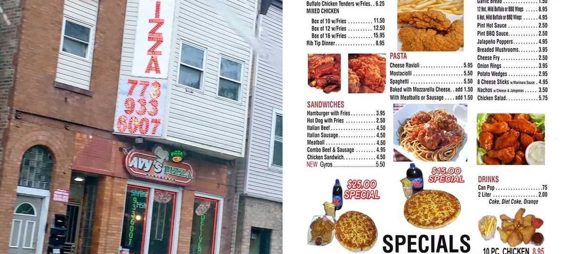 Avys Pizza Menu